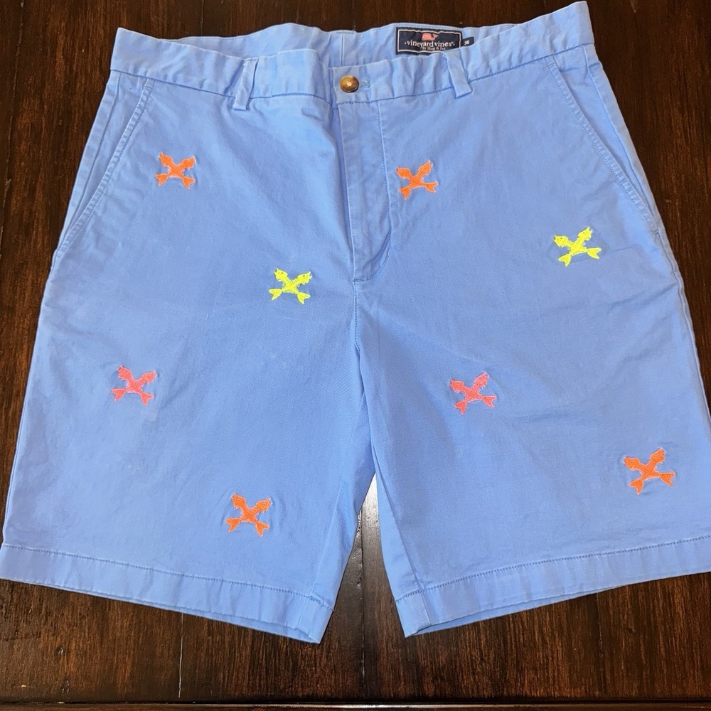 Vineyard Vines Mens 36 Blue Chino Shorts Swordfish Cotton Stretch 9" Inseam